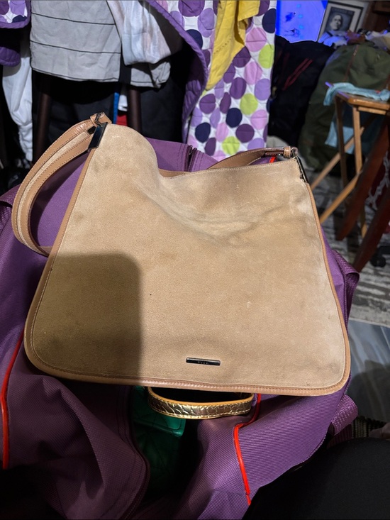 Gucci Handbags - Gucci Tan Suede Shoulder Bag with Leather Trim - Vintage authentic